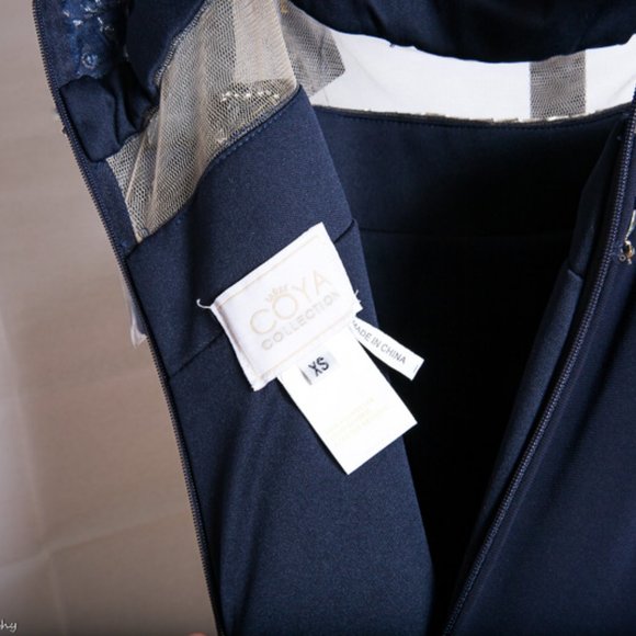 Coya Long Beaded Formal Blue Halter High Neck Keyhole Dress NWT $329 XS - Picture 10 of 14